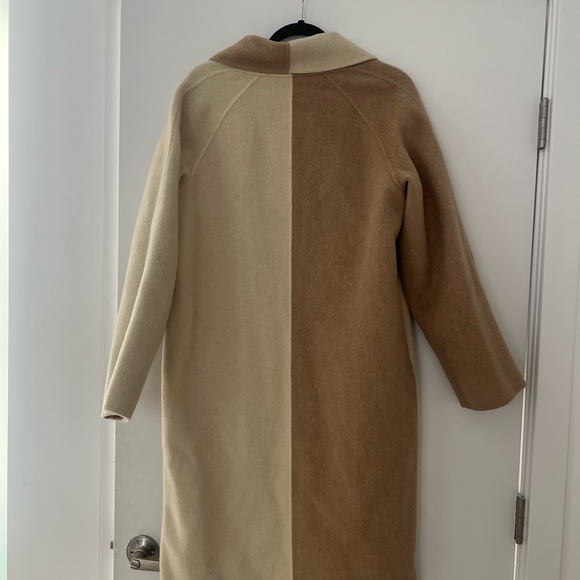 By Quaint French Contrast Tan and Cream Wool Coat - Picture 4 of 8